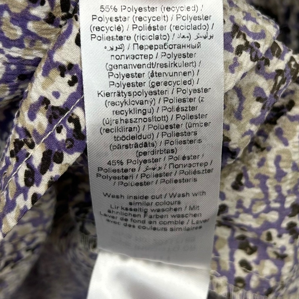 ICHI Ihacoto Long Sleeve Dress Women's 36 8 US Purple Print Tie Waist - Picture 5 of 11